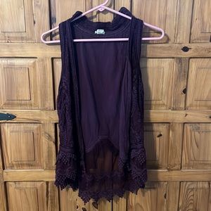 Adorable cranberry lace detailed vest by Gimmicks